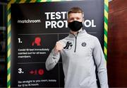 26 April 2021; James Tennyson arrives for his COVID-19 test at his hotel in Manchester, England, prior to his IBO world lightweight title bout against Jovanni Straffon. Photo by Mark Robinson / Matchroom Boxing via Sportsfile