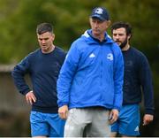 27 April 2021; Jonathan Sexton, left, Robbie Henshaw, right, and Leinster head coach Leo Cullen during Leinster rugby squad training at UCD in Dublin. Photo by Stephen McCarthy/Sportsfile