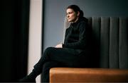 27 April 2021; Katie Taylor sits for a portrait during a media day at her hotel in Manchester, England, prior to her lightweight title bout against Natasha Jonas. Photo by Mark Robinson / Matchroom Boxing via Sportsfile