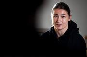 27 April 2021; Katie Taylor during a media day at her hotel in Manchester, England, prior to her lightweight title bout against Natasha Jonas. Photo by Mark Robinson / Matchroom Boxing via Sportsfile