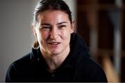 27 April 2021; Katie Taylor during a media day at her hotel in Manchester, England, prior to her lightweight title bout against Natasha Jonas. Photo by Mark Robinson / Matchroom Boxing via Sportsfile