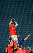 24 April 2021; Peter O'Mahony of Munster takes possession in a line-out during the Guinness PRO14 Rainbow Cup match between Leinster and Munster at the RDS Arena in Dublin. Photo by Stephen McCarthy/Sportsfile