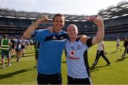 7 July 2013; David O'Callaghan, Dublin, celebrates with mentor Tony Griffin after the game. Leinster GAA Hurling Senior Championship Final, Galway v Dublin, Croke Park, Dublin. Picture credit: Ray McManus / SPORTSFILE