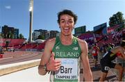 12 July 2013; Team Ireland's Thomas Barr celebrates after finishing 3rd in the semi-final of the Men's 400m hurdles. European Athletics U23 Championships, Tampere, Finland. Photo by Sportsfile