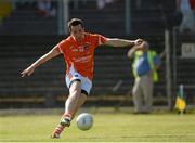 13 July 2013; Tony Kernan, Armagh, shoots to score his side's second goal. GAA Football All-Ireland Senior Championship, Round 2, Leitrim v Armagh, Pairc Sean Mac Diarmada, Carrick-on-Shannon, Co. Leitrim. Picture credit: Oliver McVeigh / SPORTSFILE