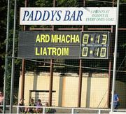 13 July 2013; The scoreboard at the end of the game reading Armagh 8-13, Leitrim 0-10. GAA Football All-Ireland Senior Championship, Round 2, Leitrim v Armagh, Pairc Sean Mac Diarmada, Carrick-on-Shannon, Co. Leitrim. Picture credit: Oliver McVeigh / SPORTSFILE