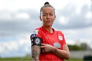 5 May 2021; Shelbourne captain Pearl Slattery at the launch of the Head in the Game captain's armband initiative at the FAI National Training Centre in Abbotstown, Dublin. Photo by Ramsey Cardy/Sportsfile