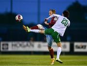7 May 2021; David O’Leary of Cobh Ramblers in action against Eoin McPhillips of Cabinteely during the SSE Airtricity League First Division match between Cabinteely and Cobh Ramblers at Stradbrook Park in Blackrock, Dublin.  Photo by Eóin Noonan/Sportsfile