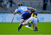 8 May 2021; Danny Sutcliffe of Dublin is fouled by Darragh Corcoran of Kilkenny during the Allianz Hurling League Division 1 Group B Round 1 match between Dublin and Kilkenny at Parnell Park in Dublin. Photo by Piaras Ó Mídheach/Sportsfile