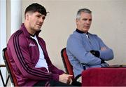 10 May 2021; Shane Walsh, left, and Galway manager Padraic Joyce during a Galway Football press conference at Loughgeorge in Galway. Photo by Sam Barnes/Sportsfile
