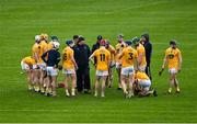 16 May 2021; Antrim manager Darren Gleeson speaks to his players before the Allianz Hurling League Division 1 Group B Round 2 match between Kilkenny and Antrim at UPMC Nowlan Park in Kilkenny. Photo by Brendan Moran/Sportsfile