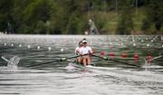 21 May 2021; Monika Dukarska, right, and Aileen Crowley of Ireland compete in their heat of the Women's Pair during day one of the FISA World Cup Rowing II at Lake Gottersee in Lucerne, Switzerland. Photo by Roberto Bregani/Sportsfile