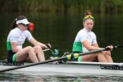 21 May 2021; Tara Hanlon, right, and Claire Feerick of Ireland before their heat of the Women's Pair during day one of the FISA World Cup Rowing II at Lake Gottersee in Lucerne, Switzerland. Photo by Roberto Bregani/Sportsfile