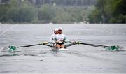 21 May 2021; Philip Doyle, right, and Ronan Byrne of Ireland compete in their heat of the Men's Double Scull during day one of the FISA World Cup Rowing II at Lake Gottersee in Lucerne, Switzerland. Photo by Roberto Bregani/Sportsfile