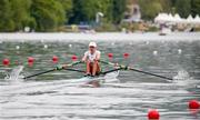 21 May 2021; Lydia Heaphy of Ireland competes in her heat of the Lightweight Women's Single Sculls during day one of the FISA World Cup Rowing II at Lake Gottersee in Lucerne, Switzerland. Photo by Roberto Bregani/Sportsfile