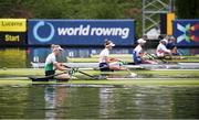 21 May 2021; Sanita Puspure of Ireland before her heat of the Women's Single Sculls during day one of the FISA World Cup Rowing II at Lake Gottersee in Lucerne, Switzerland. Photo by Roberto Bregani/Sportsfile