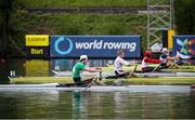 21 May 2021; Daire Lynch of Ireland competes in his heat of the Men's Single Sculls during day one of the FISA World Cup Rowing II at Lake Gottersee in Lucerne, Switzerland. Photo by Roberto Bregani/Sportsfile