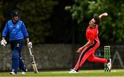 22 May 2021; Jack Carty of Munster Reds bowls during the Cricket Ireland InterProvincial Cup 2021 match between Munster Reds and Leinster Lightning at Pembroke Cricket Club in Dublin. Photo by Harry Murphy/Sportsfile