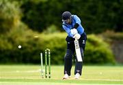 22 May 2021; Peter Chase of Leinster Lighting is bowled out by Tyrone Kane of Munster Reds during the Cricket Ireland InterProvincial Cup 2021 match between Munster Reds and Leinster Lightning at Pembroke Cricket Club in Dublin. Photo by Harry Murphy/Sportsfile