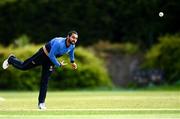 22 May 2021; Simi Singh of Leinster Lighting bowls during the Cricket Ireland InterProvincial Cup 2021 match between Munster Reds and Leinster Lightning at Pembroke Cricket Club in Dublin. Photo by Harry Murphy/Sportsfile