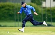 22 May 2021; Jamie Grassi of Leinster Lighting fields during the Cricket Ireland InterProvincial Cup 2021 match between Munster Reds and Leinster Lightning at Pembroke Cricket Club in Dublin. Photo by Harry Murphy/Sportsfile