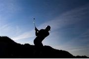 27 May 2021; Magnus Carlsson of Sweden hits his tee shot on the 8th hole during day one of the Irish Challenge Golf at Portmarnock Golf Links in Dublin. Photo by Ramsey Cardy/Sportsfile