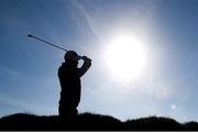 27 May 2021; Stuart Grehan of Ireland hits his tee shot on the 8th hole during day one of the Irish Challenge Golf at Portmarnock Golf Links in Dublin. Photo by Ramsey Cardy/Sportsfile