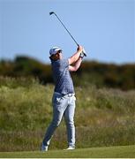 27 May 2021; James Sugrue of Ireland plays his second shot on the 5th fairway during day one of the Irish Challenge Golf at Portmarnock Golf Links in Dublin. Photo by Ramsey Cardy/Sportsfile