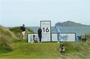 27 May 2021; George Bloor of England watches his tee shot on the 16th hole during day one of the Irish Challenge Golf at Portmarnock Golf Links in Dublin. Photo by Ramsey Cardy/Sportsfile