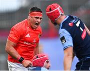 28 May 2021; CJ Stander of Munster celebrates a turnover during the Guinness PRO14 Rainbow Cup match between Munster and Cardiff Blues at Thomond Park in Limerick. Photo by Piaras Ó Mídheach/Sportsfile