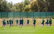 29 May 2021; Players in the warm-up before a Republic of Ireland training session at PGA Catalunya Resort in Girona, Spain. Photo by Pedro Salado/Sportsfile