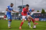 28 May 2021; Johnny Kenny of Sligo Rovers in action against Mark Coyle of Finn Harps during the SSE Airtricity League Premier Division match between Finn Harps and Sligo Rovers at Finn Park in Ballybofey, Donegal. Photo by David Fitzgerald/Sportsfile