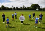 31 May 2021; Glenveagh Homes are the new sponsors of the LGFA’s Gaelic4Girls programme. To find out more about Glenveagh Homes, visit https://glenveagh.ie/ . In attendance to mark the announcement at Summerhill GFC in County Meath are, from left, Armagh footballer Aimee Mackin, Abby Gannon, Alex Dalton, Head of Marketing at Glenveagh Homes Cameron McDonnell, LGFA CEO Helen O’Rourke, Aftersales Manager at Glenveagh Homes Anne Marie McGill, Isabelle Foley, Ella McDermott and Roscommon footballer Jennifer Higgins.  Photo by Harry Murphy/Sportsfile