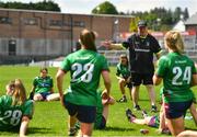 30 May 2021; Westmeath manager Sean Finnegan speaking to his players after the Lidl Ladies National Football League Division 1A Round 2 match between Galway and Westmeath at Pearse Stadium in Galway. Photo by Eóin Noonan/Sportsfile