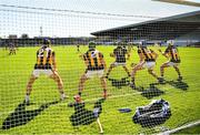 30 May 2021; Kilkenny players Conor Fogarty, 21, Tommy Walsh, 2, goalkeeper Eoin Murphy, Huw Lawlor and Pádraig Walsh, right, defend a late Wexford free during the Allianz Hurling League Division 1 Group B Round 3 match between Kilkenny and Wexford at UPMC Nowlan Park in Kilkenny. Photo by Ray McManus/Sportsfile