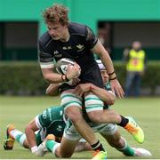 29 May 2021; Cian Prendergast of Connacht is tackled by Ignacio Brex of Benetton during the Guinness PRO14 Rainbow Cup match between Benetton and Connacht at Stadio di Monigo in Treviso, Italy. Photo by Roberto Bregani/Sportsfile