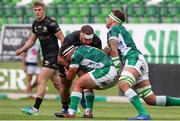 29 May 2021; Paul Boyle of Connacht is tackled by Thomas Gallo, left, and Niccolò Cannone of Benetton during the Guinness PRO14 Rainbow Cup match between Benetton and Connacht at Stadio di Monigo in Treviso, Italy. Photo by Roberto Bregani/Sportsfile