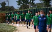 31 May 2021; Goalkeeper Caoimhin Kelleher and team-mates arrive for a Republic of Ireland training session at PGA Catalunya Resort in Girona, Spain. Photo by Stephen McCarthy/Sportsfile