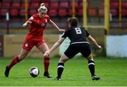 29 May 2021; Saoirse Noonan of Shelbourne in action against Edel Kennedy of Wexford Youths during the SSE Airtricity Women's National League match between Shelbourne and Wexford Youths at Tolka Park in Dublin. Photo by Piaras Ó Mídheach/Sportsfile