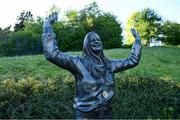 29 May 2021; A general view of a statue of Mary Peters during the Belfast Irish Milers' Meeting at Mary Peters Track in Belfast. Photo by Sam Barnes/Sportsfile