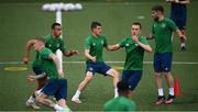 2 June 2021; Players, from left, James McClean, Adam Idah, Jason Knight, Lee O'Connor and Ryan Manning during a Republic of Ireland training session at Estadi Nacional in Andorra. Photo by Stephen McCarthy/Sportsfile