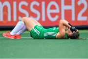 5 June 2021; Lizzie Holden of Ireland after sustaining an injury during the Women's EuroHockey Championships Pool A match between Netherlands and Ireland at Wagener Hockey Stadium in Amstelveen, Netherlands. Photo by Gerrit van Keulen/Sportsfile