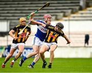 6 June 2021; Ciaran Collier of Laois in action against Darragh Corcoran of Kilkenny during the Allianz Hurling League Division 1 Group B Round 4 match between Kilkenny and Laois at UPMC Nowlan Park in Kilkenny. Photo by Eóin Noonan/Sportsfile