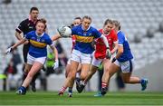 21 May 2021; Emma Morrissey of Tipperary in action against Aisling Kelleher of Cork during the Lidl Ladies Football National League Division 1B Round 1 match between Cork and Tipperary at Páirc Uí Chaoimh in Cork. Photo by Piaras Ó Mídheach/Sportsfile