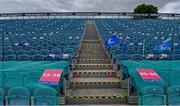 11 June 2021; A general view of seating before the Guinness PRO14 match between Leinster and Dragons at RDS Arena in Dublin. The game is one of the first of a number of pilot sports events over the coming weeks which are implementing guidelines set out by the Irish government to allow for the safe return of spectators to sporting events. Photo by Ramsey Cardy/Sportsfile