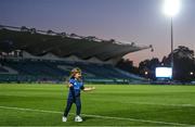 11 June 2021; Emme Bent, daughter of Leinster player Michael Bent, runs around the pitch while waiting on her dad to finish a TV interview after the Guinness PRO14 match between Leinster and Dragons at RDS Arena in Dublin. The game is one of the first of a number of pilot sports events over the coming weeks which are implementing guidelines set out by the Irish government to allow for the safe return of spectators to sporting events. Photo by Brendan Moran/Sportsfile