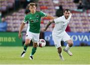 11 June 2021; Beineon O'Brien-Whitmarsh of Cork City in action against Kevin Knight of Cabinteely during the SSE Airtricity League First Division match between Cork City and Cabinteely at Turners Cross in Cork. Photo by Michael P Ryan/Sportsfile