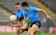 12 June 2021; Conor O'Donnell of Donegal in action against Paddy Small, left, and David Byrne of Dublin during the Allianz Football League Division 1 semi-final match between Donegal and Dublin at Kingspan Breffni Park in Cavan. Photo by Stephen McCarthy/Sportsfile
