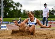 13 June 2021; Lara O'Byrne of Donore Harriers, Dublin, competing in the Long Jump event of the Senior Heptathlon during day two of the AAI Games & Combined Events Championships at Morton Stadium in Santry, Dublin. Photo by Sam Barnes/Sportsfile