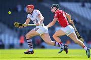 13 June 2021; Conor Whelan of Galway beats the tackle of Mark Coleman of Cork on his way to scoring his side's first goal during the Allianz Hurling League Division 1 Group A Round 5 match between Cork and Galway at Páirc Ui Chaoimh in Cork. Photo by Eóin Noonan/Sportsfile